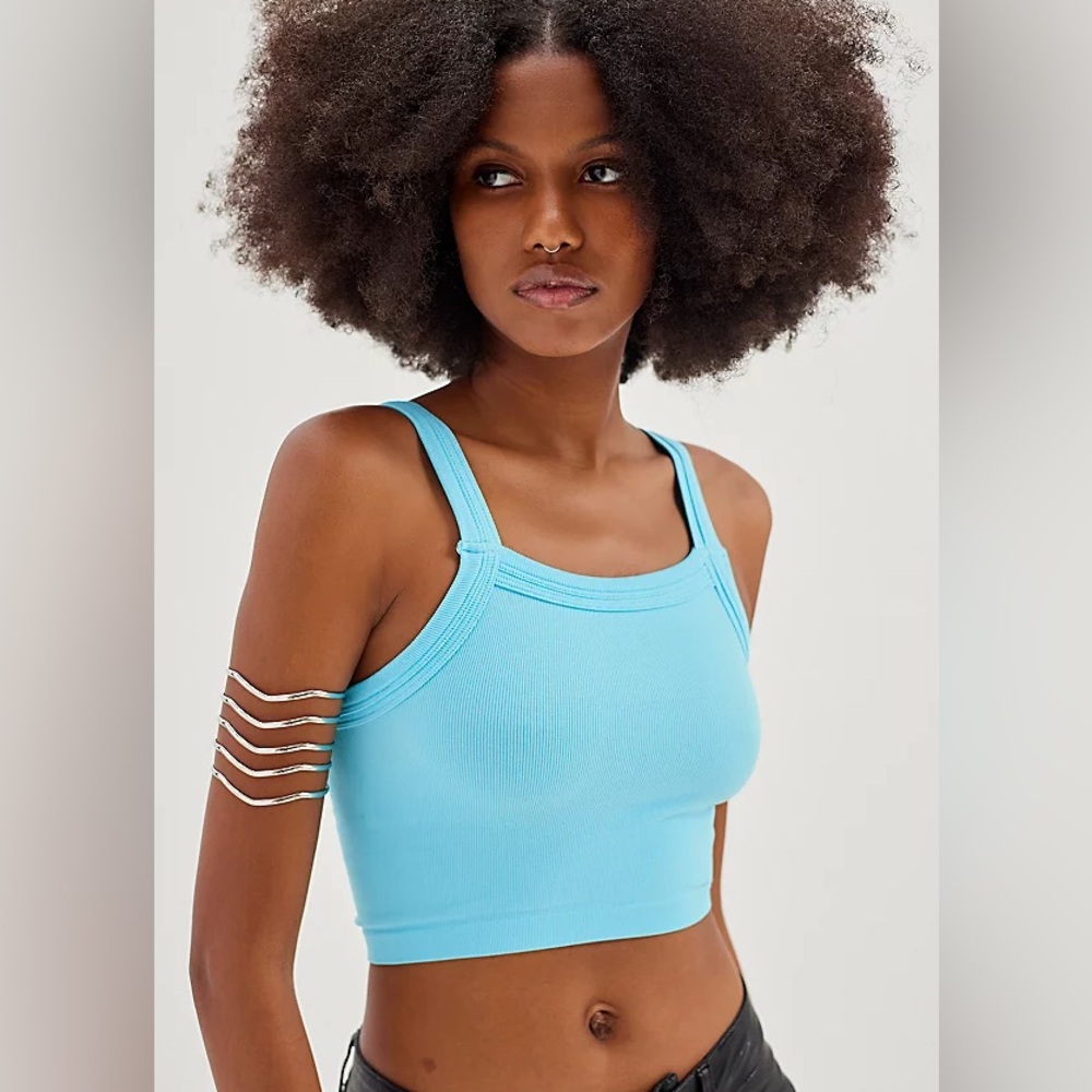 Urban Outfitters Out From Under Outsiders Seamless Light Blue Ribbed Crop Top